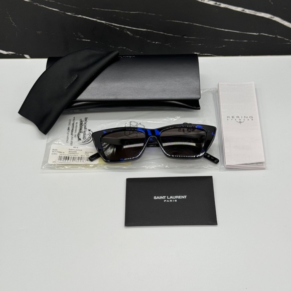 NEW SL276 MICA 009 SAINT LAURENT BLACK GREY CAT EYE SL 276 009 WOMEN SUNGLASSES - Picture 14 of 14